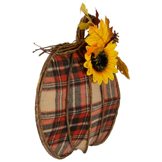 Red & Black Plaid Fall Harvest Pumpkin Wall Décor